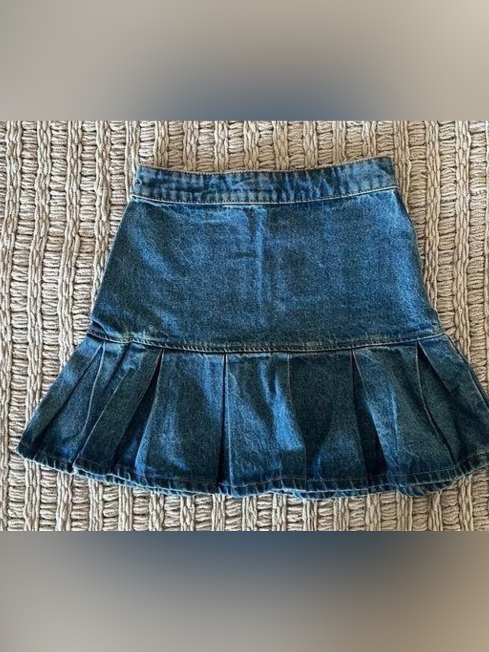 Lioness Dark Blue Denim Pleated Mini Skirt